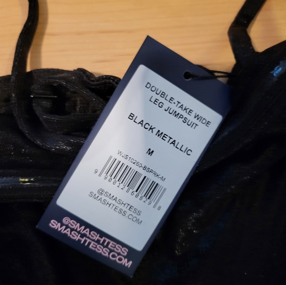****NWT*** size M Smash and Tess Double-Take Wide Leg Jumpsuit in Metallic Black - Picture 5 of 10